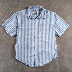 Levis Mens Classic Striped Short Sleeve Button Up Shirt XL Blue White